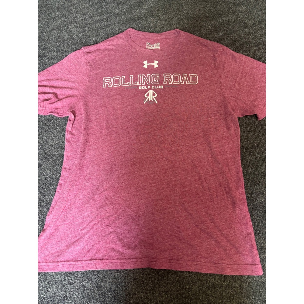 Under Armour Rolling Road Golf Club Heathered Pink Short Sleeve T-Shirt Mens LG